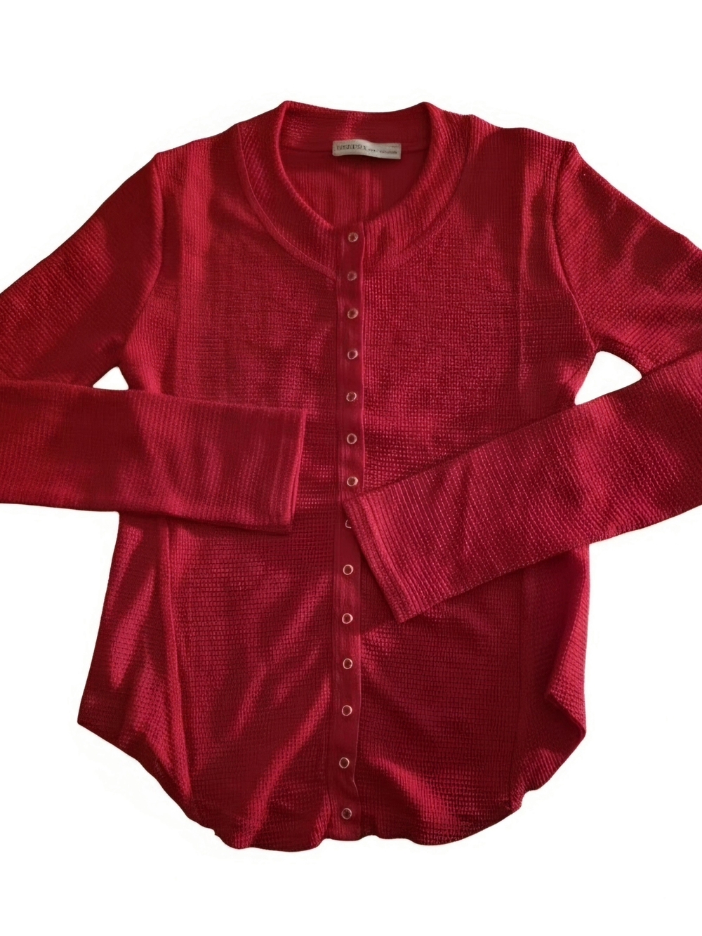 Zenana Outfitters Vibrant Red Button-Down Knit Cardigan Size S.
